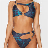 Tie-Dye Hollow Sexy Bikini Ladies Swimwear