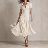 Retro Striped Satin Pleated Bodycon Dress