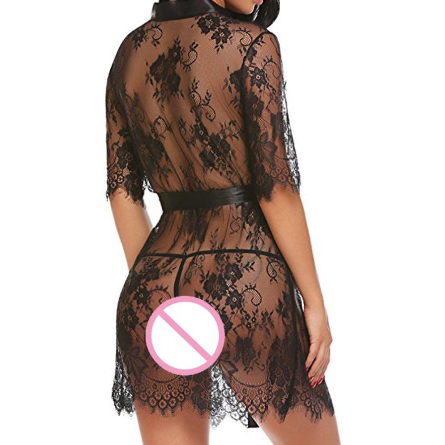 Lace deep V-neck home pajamas