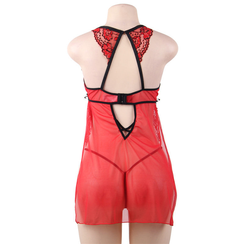Halter Sexy Lingerie Sexy Lace Adjustable Strap Nightdress