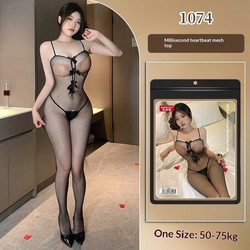 Womens Lace Seduction Bodysuit With Stockings