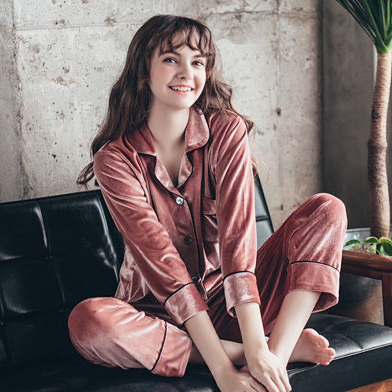 Fashion And Comfort Gold Velvet Pajamas