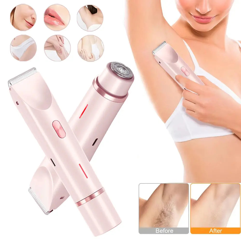 2 In 1 Hair Remover Women's Double Head Shaver Private Pubic Hair Trimmer Electric Razor Wet Dry Electric Body Hair Zayn